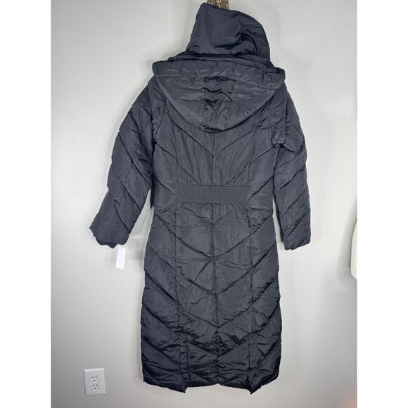 NWT Steve Madden Women's Black Chevron Puffer Long Winter Coat Size XS - Picture 7 of 9